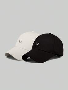 1 buah Topi Baseball Minimalis Kasual Bermotif Cetak yang Dapat Diatur untuk Pria - Hitam + Krem - View 1