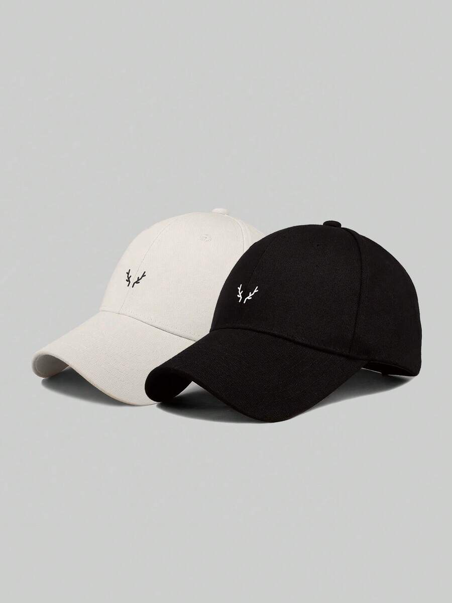 1 buah Topi Baseball Minimalis Kasual Bermotif Cetak yang Dapat Diatur untuk Pria - Hitam + Krem - View 1