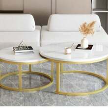 Luxury Small Coffee Table, Minimalist Modern Round Side Table For Small Living Room, Simplistic Design - White - View 8
