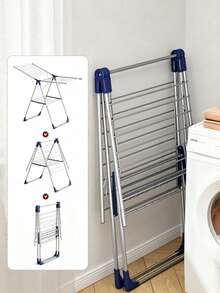 Foldable Stainless Steel Clothes Drying Rack, Space Saving Large Capacity Multi-Layer Laundry Airer, Collapsible Garment Dryer For Laundry Room Bedroom Balcony, Household Drying Stand For Clothes Towels Socks - View 6