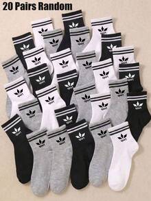 5/10/20 Pairs Random Black, White And Grey Kids Casual Sports Mid-Calf Socks, Suitable For Summer And Autumn, Perfect For Daily Wear And Back To School Season - Multicolor - View 14