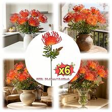 6/3/1pc Artificial Holiday Decorative Flowers - Red Emperor Silk Chrysanthemum, Long-Lasting Without Fading Or Wilting. Versatile Use, Suitable For Home Living Room, Dining Table, Entryway, Bedroom And Other Scenes As Decoration, Also Can Be Used For Wedding Floral Arrangements, Party Decor, Flower Shop Display, Photography Props, An Excellent Choice For Creating Atmosphere - Multicolor - View 13