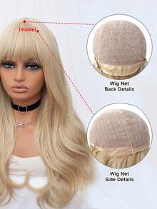 alicegarden 24-Inch Long Synthetic Wig Featuring A Natural Wavy Style In A A Stunning Gold. Designed With Bangs , This False Hairpiece Is Perfect For Ms Daily Party Cosplay Use, Offering A Natural And Natural Durable Wig Gift For Ladies. (No Accessories), Halloween - Gold - View 9