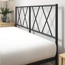 Marco de cama Zinus Elias 140x200 con cabecero moderno - Cama de metal 140x200 con base de listones de metal - Plataforma de 30 de altura con espacio debajo - Sin necesidad de somier - Negro BLDL - 90 x 200 cm - Ver 4