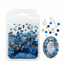 1袋復古深藍色六角形樹脂亮片亮粉，環氧樹脂模具填充材料，DIY手工藝用品，手工樹脂珠寶製作 - 彩色 - 查看 7