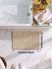 DAJIANG 1pc Flocked Bathroom Mat, Khaki Striped Geometric Pattern, Nordic Minimalist Elegant Style, Thick & Soft, Non-Slip TPR Bottom, Fluffy & Absorbent, Machine Washable, Suitable For Bathroom, Living Room, Kitchen, Bedroom And Holiday Decor - Multicolor - View 14
