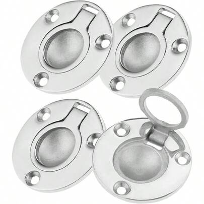4PCS Boat Ring 1.97" Round Flush Pull Stainless Steel Deck Recessed Pull Handle, Marine Mount Lifting Ring Locker Hardware Boat Locker Window Drawer Cupboard Marine Mount Lifting Ring Locker Hardware Boat Locker Window Drawer Cupboard
