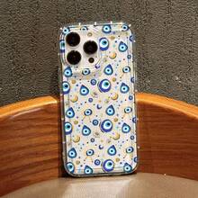 Evil Eye Beaded Pattern Printed Transparent Phone Case, Fruit Floral Lucky Charm Pattern Printed Anti-Drop Protective Cover Compatible With IPhone 13/11/17/17pro, Compatible With Samsung Galaxy/A54/A14/A12/A13 Waterproof Anti-Drop Anti-Scratch Durable Summer Gift Party - Multicolor - View 5