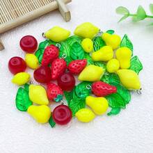 50 hạt acrylic hình lá trái cây nhiều màu làm trang sức DIY, charm cho hoa tai, vòng tay và dây chuyền - Nhiều màu - Xem 3