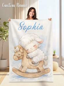 1 pieza Manta de franela personalizada con nombre, adecuada para cama, sala de estar, sofá, exterior, playa, camping, mascotas y talla grande ocasiones, se puede personalizar con impresión de nombre de familia/mascota/pareja, regalo ideal para Navidad, Día de la Madre/Día del Padre, familia, cumpleaños, amigos, mujeres, padres y talla grande ocasiones. - Estilo 2 - Ver 1