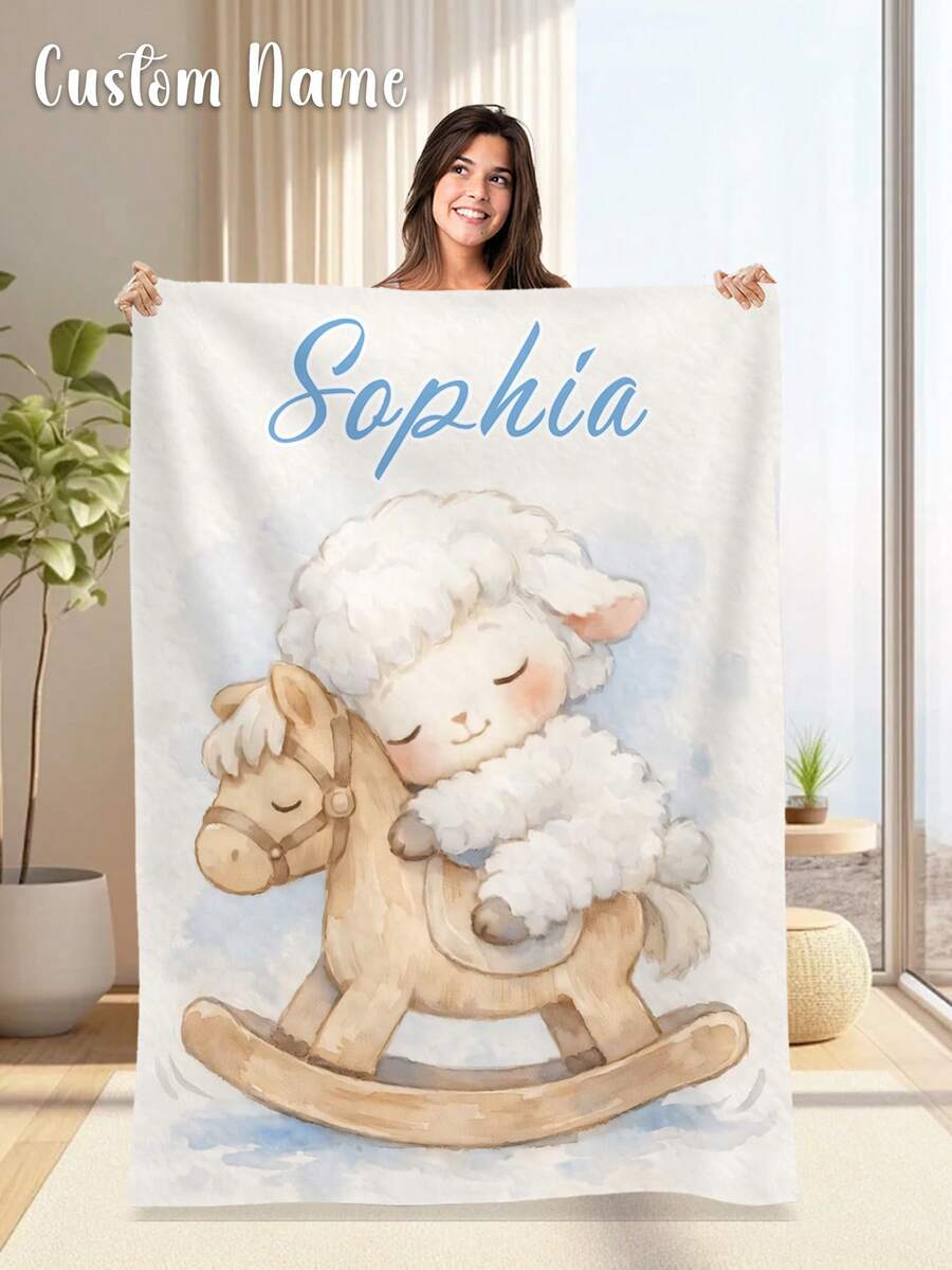 1 pieza Manta de franela personalizada con nombre, adecuada para cama, sala de estar, sofá, exterior, playa, camping, mascotas y talla grande ocasiones, se puede personalizar con impresión de nombre de familia/mascota/pareja, regalo ideal para Navidad, Día de la Madre/Día del Padre, familia, cumpleaños, amigos, mujeres, padres y talla grande ocasiones. - Estilo 2 - Ver 1