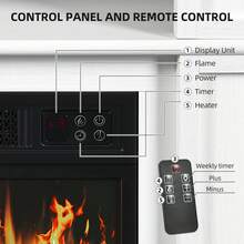 BALCONERA 80cm Living Room Decor Wall Mounted Electric Fire Suite, LED Flame, 16 Color Mood Light With Timer & Remote - White - View 8