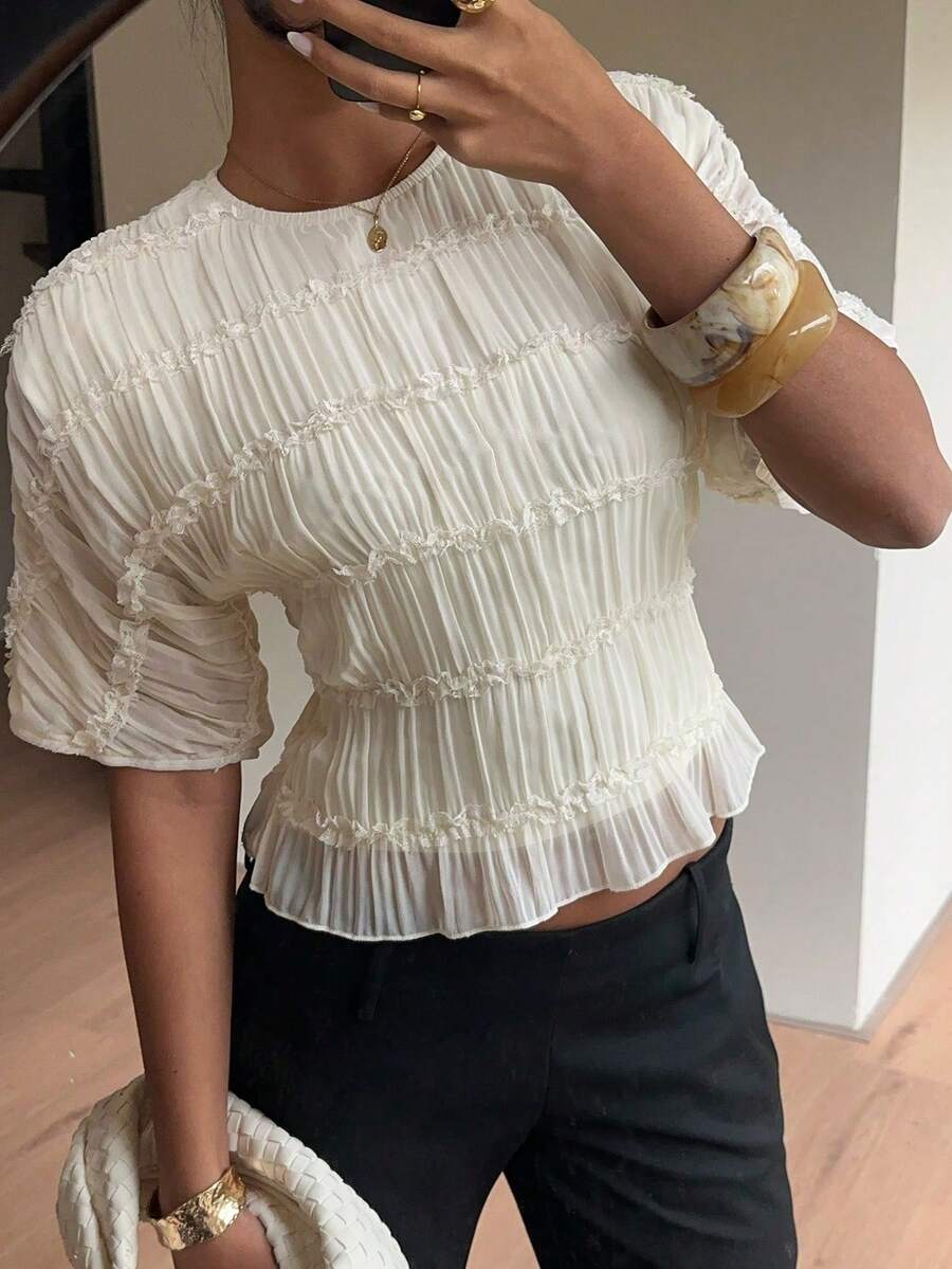Women Blouses & Shirts - 杏色 - 查看 1