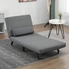 Silla Cama Plegable con Respaldo Ajustable, Color Gris Oscuro, Disponible en Sitio - Gris oscuro + Acero - Ver 7