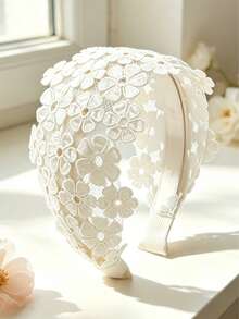 1件裝黑色鏤空蕾絲花卉刺繡髮箍，優雅時尚波西米亞風女性髮飾，適合日常穿搭、約會、聚會與外出 - 黑色 - 查看 17