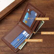 SIMSON Metal Logo Men's Bifold Wallet PU Leather Short Wallet With Card Slots - Multicolor - View 5