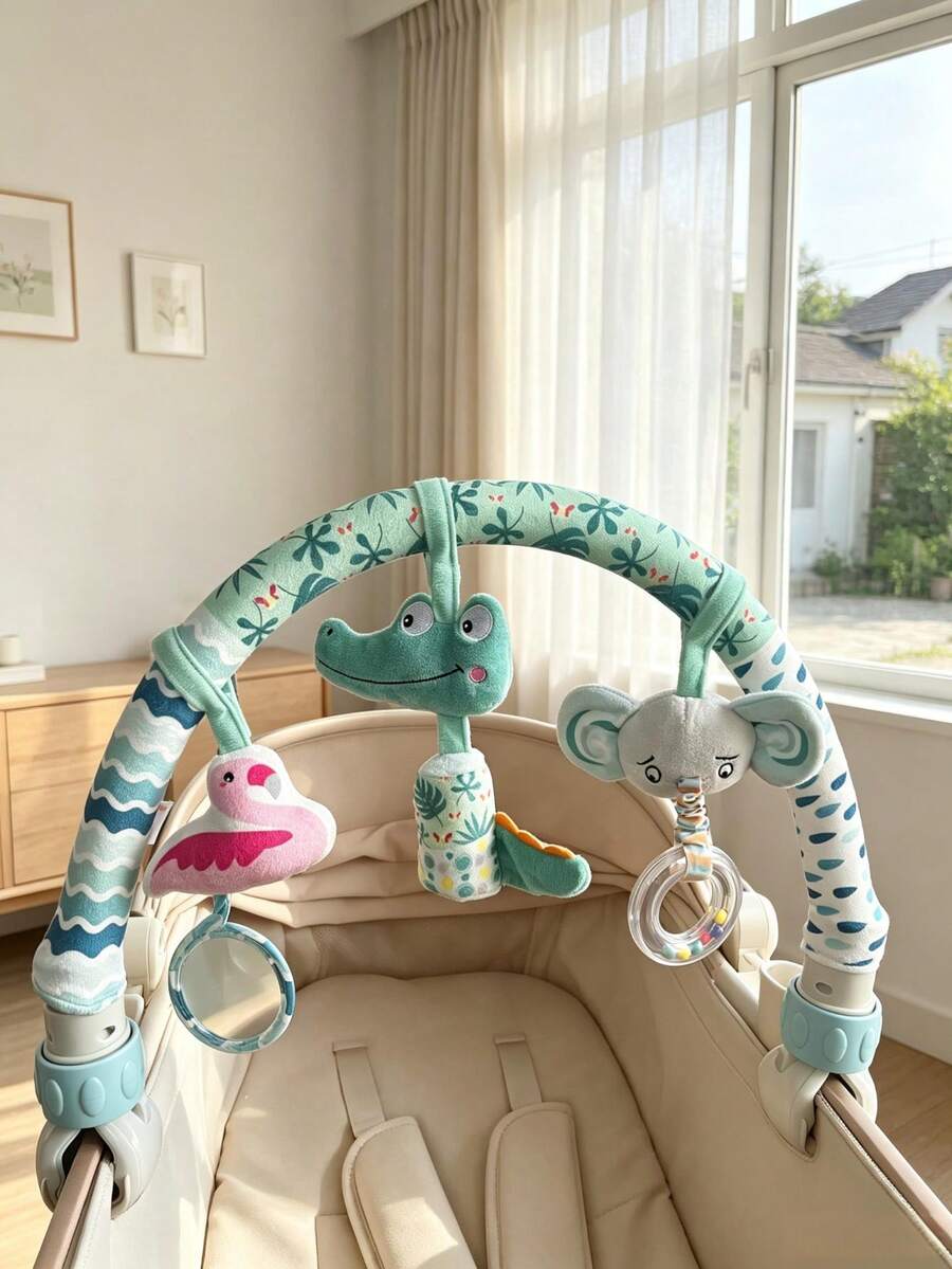 BBSKY 1pc Baby Stroller Hanging Toy, Built-In Music Box, Hasselblad Lens, Wind Chime, BB Call, Elastic Rope, Colorful Pearl Bell, Multi-Sensory Enlightenment Toy For Infants, Suitable As Newborn Gift - Multicolor - View 1