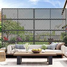 1PC  72" H*47" w Freestanding Metal Privacy Screen for Outdoor Patio - 1 unidad negra - Ver 5