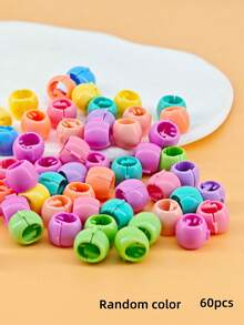 60pcs Cute Candy Color Plastic Hair Clips Braiding Beads Hair Accessories For Summer Dreadlocks Party - Multicolor - View 9