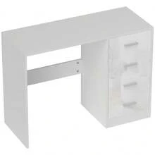 Computer Desk With Drawers, Dressing Table, High Gloss Home Office Writing Workstation, White On-Site - 1 - View 9