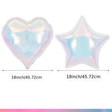 18 Inch Iridescent Heart, Star, Round Foil Balloons With Fish Tail Ribbon And Balloon Stand, Suitable For Birthday, Wedding, Aesthetic Photo Booth Decoration - View 3