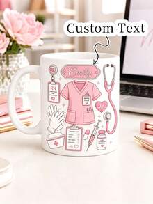 Customized Nurse Mug, Nurse Gift, Nurse Day Gift, Floral Name Mug, Customized Name Mug, Nurse Mug, Customized Gift, Coffee Cup, Gift For Her - Multicolor - View 4