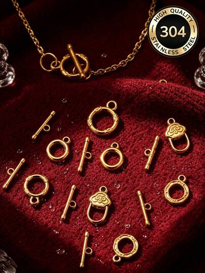 5 Sets 304 Stainless Steel, 18K Gold Plated OT Clasp, Retro Ruyi Lock OT Clasp, DIY Bracelet And Necklace Jewelry Craft Connector Accessories