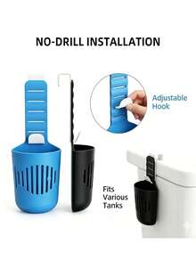 Adjustable Toilet Tank Cleaning Bracket, Tank Replacement Accessory, Hanging Toilet Cleaning Storage Basket With Hook, Collects Toilet Internal Debris, Prevents Baffle Clogging, Extends Toilet Cleaning Time, With Adjustable Strap - Multiple Styles - View 5
