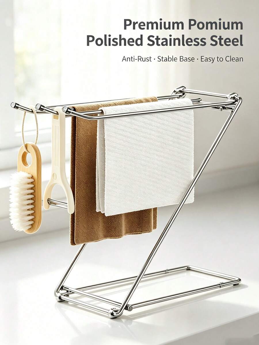 2 piezas Escurridor de platos plegable de acero inoxidable, Escurridor, Organizador de platos para encimera de fregadero, Estante colgante de almacenamiento - multicolor - Ver 1