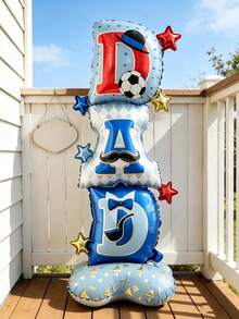 59.09 Inch Giant Standing Father's Day Balloon Decoration Set, "DAD" Letter Balloons, Suitable For Father's Day Party, Birthday, Family Gathering Decoration, With Hat And Tie Creative Design, Creating A Warm And Fun Holiday Atmosphere. - Multicolor - View 1