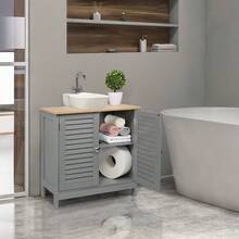 Modern Double Shutter Door MDF Spray Paint Bathroom Sink Cabinet Gray - As Pic - View 3