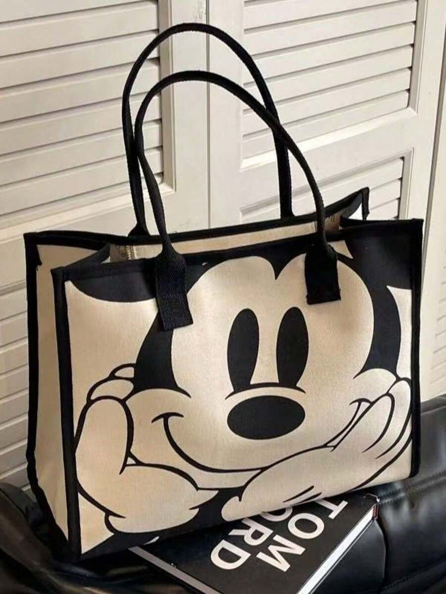 Disney 大容量帆布托特包 女款 2024新款 卡通米老鼠印花 手提購物包 百搭托特包 - 彩色 - 查看 1