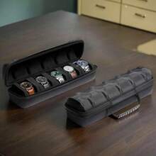 Kotak Penyimpanan Jam Tangan Portabel dengan Pegangan, Penutup Flip dengan Lapisan Anti Gores, Kotak Jam Tangan Multifungsi untuk Pria dan Wanita, Cocok untuk Rumah dan Perjalanan, Hadiah Ideal untuk Kolektor Jam Tangan, Aksesori Jam Tangan untuk Pria dan Wanita, Dekorasi Penyimpanan Rumah, Perlengkapan Perjalanan Penting - Hitam - View 7