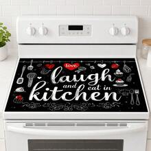1件裝黑色「Laugh And Eat In Kitchen」字母印花廚房檯面墊，吸水快乾防滑矽藻土排水墊，咖啡機墊與碗盤瀝水墊 - 彩色 - 查看 1