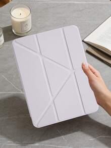 1件透明壓克力 Y-Fold 芋紫色平板保護殼，相容 iPad Mini6/7/Air/Air2/9.7/10.2/10.5/10.9 (Air4-Air8)/Pro 11/10th Gen/A16/Pro 11 2024，全透明壓克力背殼，絲綢紋理 8-Fold 翻蓋，可調節支架，自動休眠/喚醒，內置筆槽，不含筆，部分機型附相機框 - 蒟蒻紫 - 查看 4