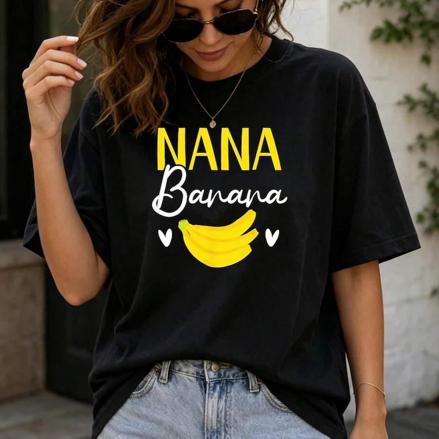 Camiseta de Nana Banana, Camiseta Divertida para Abuela, Bonito Regalo para Abuela, Camiseta de Nana, Regalo de Cumpleaños para Abuela, Regalo para el Día de la Madre, Camiseta Familiar - Negro - Ver 1
