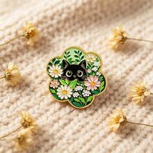 Cute Black Cat Floral Lapel Enamel Pins And Brooches Badge Pins For Backpacks Bags Backpack Cool Decoration Friend For Gifts - Multicolor - View 9