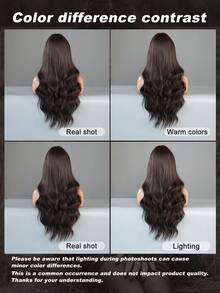 AKAKO Peruca com Mechas Rosas, Ondas Corporais Soltas e Longas, Peruca com Divisão Central, Fibra Sintética Resistente ao Calor, Peruca de Fantasia para Halloween, Festa de Festival de Música, Uso em Cosplay, 26 Polegadas - Multicolorido - Visão 8