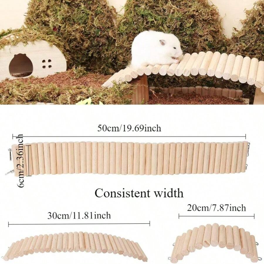 Interactive Hamster Cage - Equipped With Soft Climbing Ladder And Swing Toy; Easy To Assemble; Wooden Material - Suitable For Most Small Pets
