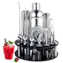 Cocktail Bar Set Kit 30 Piezas Utensilios, Coctelera Kit Bartender, Juego de Coctelera de Cóctel de Acero Inoxidable 750ml, Set de Coctelería con Soporte de Acrílico, con Soporte Uso Bar, Fiesta - Ver 1