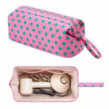 Polka Dot Hair Dryer Storage Bag With Hand Strap Waterproof Multi-Space Travel Hair Styling Tools Organizer Pouch Zipper Cosmetic Bag Vacation - Multicolor - View 13