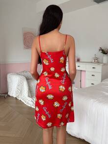 Noctvar OBM Sleepwear X Garfield 1 buah Gaun Tidur Camisole Motif Kartun Wanita, Musim Semi/Panas - Merah - View 2