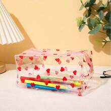 1pc Transparent Waterproof PVC Storage Bag, Large Capacity Fruit & Floral Pattern Pencil Case, Multi-Function Portable Stationery & Cosmetic Organizer, Back To School Daily Travel Holiday Mini Gift - Multicolor - View 17