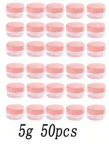 Mini Transparent Cream Jars, Small Cosmetic Sample Boxes, Cream, Lotion, Lipstick, Eyeshadow, Nail Powder, Jewelry, Powder, Portable Reusable Travel Essentials, Empty Sample Bottles - Pink - View 18