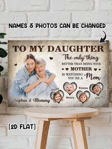 Catygift Custom Rustic To My Daughter Photo Canvas / Mother's Day Gift For New Mom Family Wall Art - As Shown - View 7