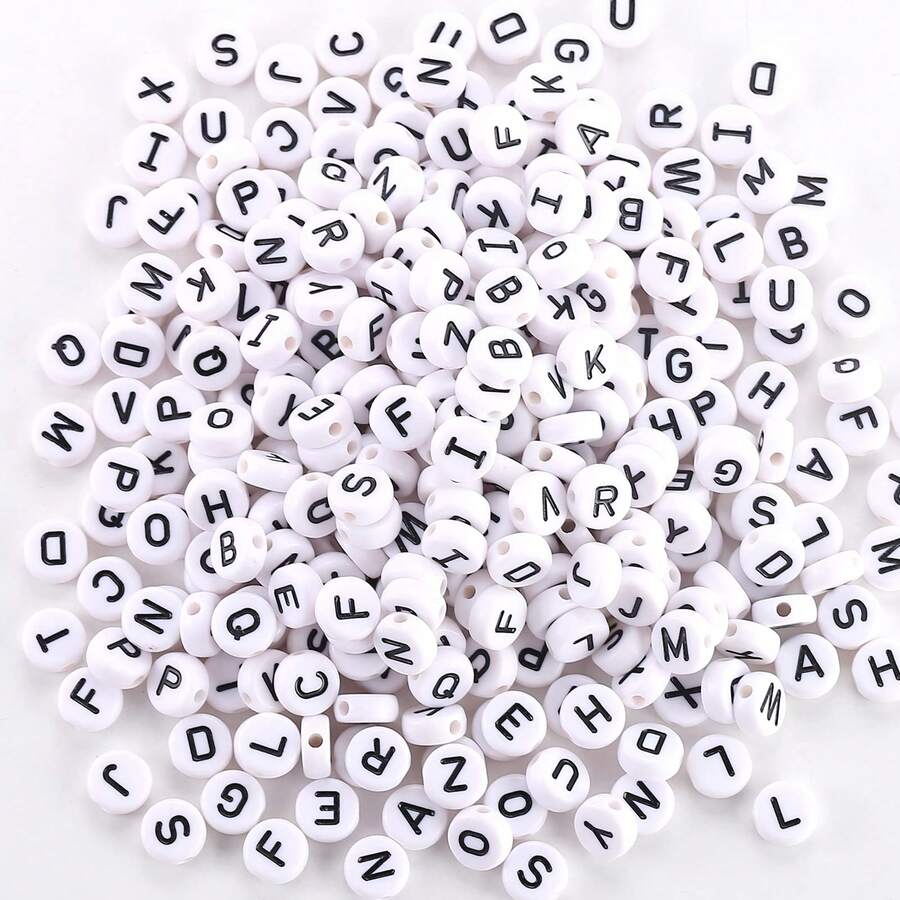 300 piezas de cuentas con letras o símbolos de 7x4mm para pulseras y collares de joyería, múltiples colores y estilos, corazón, estrella, símbolo, paz, cruz, letra