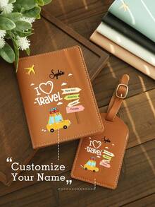 Sampul Paspor Buatan Khusus, Tempat Paspor dan Label Koper dengan Nama Kustom, Sampul Paspor Kulit yang Dipersonalisasi, Aksesoris Perjalanan - MultiWarna - View 2