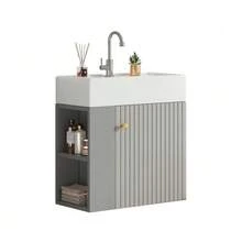 Bathroom Furniture Washbasin With Vanity Unit 55 Cm, Vanity Unit, Wall-Mounted Vanity Unit, Small Guest Bathroom Furniture - Grey - View 1
