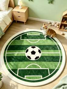 1pc Green Round Soccer Field Decorative Carpet, Bedroom Decor, Small Rug, Carpet, Home Decor, Living Room Carpet, Living Room Small Rug, Bedroom Carpet, Living Room Home Decor, Outdoor Carpet, Washable Carpet - Multicolor 8 - View 4