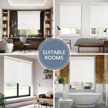 AOSKY Blackout Roller Shades Cordless Blinds For Windows, Free-Stop Shades With Valance, Thermal Insulated Fabric, UV Protection, Natural Woven Blinds For Home And Office (34" W X 72" H, Black) - Linen Beige - View 6